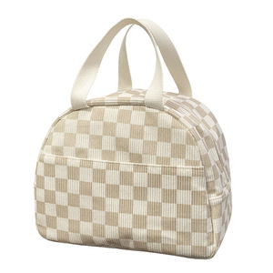 Sac à déjeuner isotherme en velours côtelé avec fermeture éclair, grande capacité, résistant à l'eau, réutilisable, pour employés de bureau, étudiants, motif floral - Product Image 6