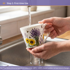Taza de Porcelana Estilo Francés con Diseño Floral de Lavanda - Taza de Café o Té Estilo Pastoral - Product Image 4