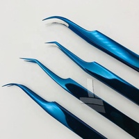 Pince à épiler plasma professionnelle de haute qualité, polyvalente, internationale, en acier inoxydable japonais, bleue, à pointe, avec logo personnalisé pour cils