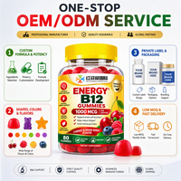 Gummies de Vitamine B12 Marque Privée Supplément Personnalisé 1000mcg par Portion Vente en Gros Direct Usine