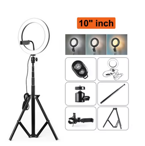 Caméra vidéo de photographie en direct de maquillage bon marché anneau lumineux Led de 10 pouces avec trépied support de téléphone anneau USB <span class=keywords><strong>lampe</strong></span> <span class=keywords><strong>pour</strong></span> Youtube <span class=keywords><strong>tiktok</strong></span> - Product Image 2