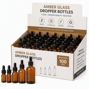 Amber <b>Dropper</b> <b>Bottle</b> Full Size Set 5ml to 100ml Matching Series Starter Kit Skincare Brand Product Line Bundle Wholesale Factory - Product Image 6