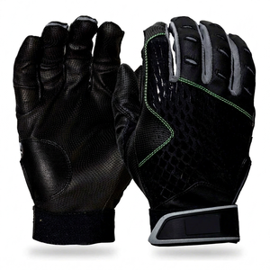 New Customised Leather Qaswa Sports Baseball Batting Gloves <b>Hook</b> Loop Closure Breathable Lightweight Training Use Wholesale - Product Image 1