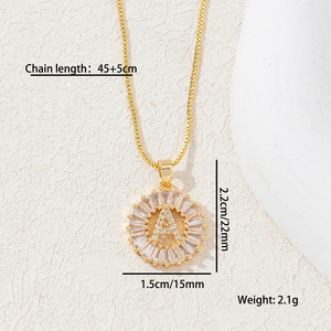 Live4u Hot Phong Cách Đồ trang sức đá đường 26 thư đồng dát Zircon 18K mạ vàng xoắ<span class=keywords><strong>n</strong></span> Singapore chuỗi mặt dây chuyề<span class=keywords><strong>n</strong></span> vòng cổ Quà Tặng - Product Image 2