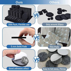 Protège-meubles <span class=keywords><strong>en</strong></span> <span class=keywords><strong>feutre</strong></span> auto-adhésif, coulissant, noir, <span class=keywords><strong>pour</strong></span> chaises, planeurs de sol, lot de 300 pièces - Product Image 4