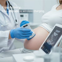 Sonde d'échographie Doppler sans fil vétérinaire portable à double tête convexe linéaire cardiaque à 128 éléments médical
