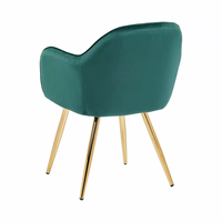 Lot de 2 chaises de salle à manger vertes Chaise de petit-déjeuner en velours Pieds en métal Fauteuil coussin