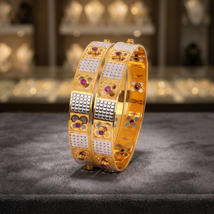 Joyería de Moda para Mujer al por Mayor, Brazaletes CNC Chapados en Dos Tonos, Brazaletes Modernos de Doble Tono, Brazaletes Tradicionales Multitono - Product Image 5