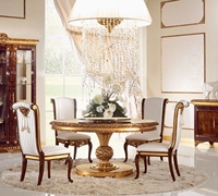 Table et chaises de salle à manger de style rococo luxueux avec des accents dorés et des meubles élégants