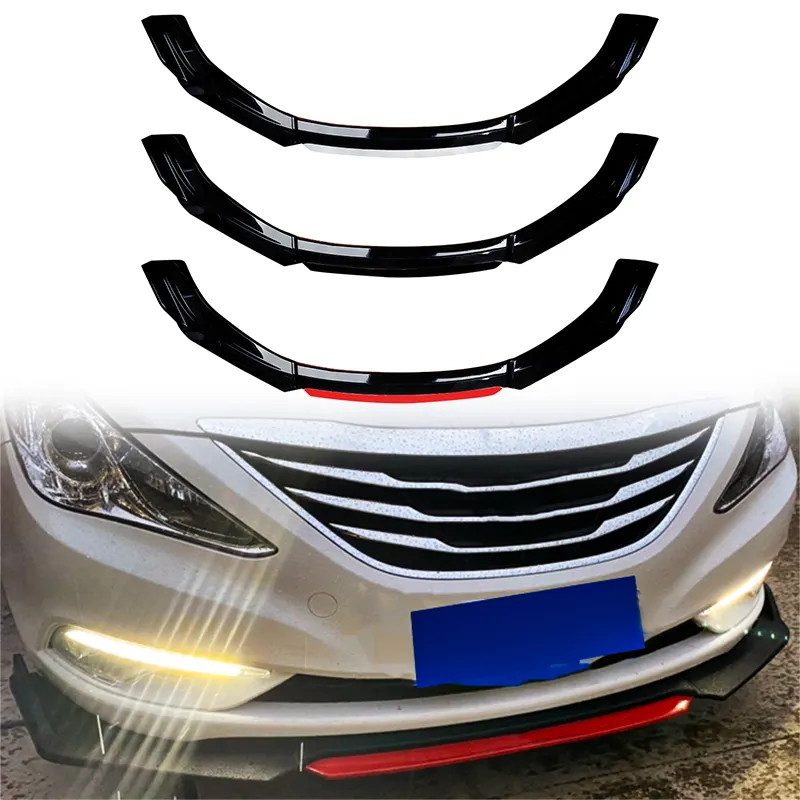 ABS Red Car Spoiler do amortecedor dianteiro, difusor universal, divisor de lábios, lado ABS, amortecedor traseiro de plástico preto