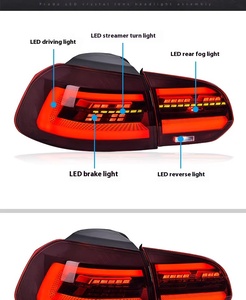 Luces Traseras LED de Estilo Deportivo para Automóvil R20 2009-2019, para Golf6 GTS, DRL, Señal Dinámica de Reversa, Rojo, Nuevo para Golf6 T - Product Image 5