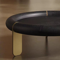 Ensemble de tables basses de design italien, plateau en bois, cuivre, rond, luxe, moderne, meubles pour la maison, hôtel, villa, table basse pour salon