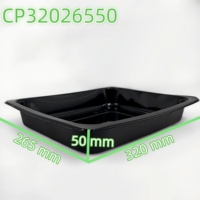 Conteneur alimentaire rectangulaire CPET de 2480 ml (84 oz) de qualité alimentaire pour nouilles, jus, sushis - Boîte à lunch noire en gros
