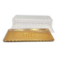 Boîte à pain jetable en plastique doré JY-150*355 pour plats à emporter, contenants alimentaires avec plateau en plastique transparent, lot de 200 unités