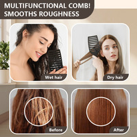 Gmagic Outils de coiffure Brosse à cheveux de massage en nylon plastique de couleur noire Brosse à cheveux incurvée pour un séchage plus rapide