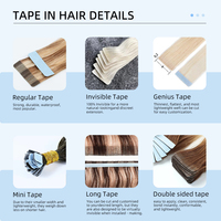 Extensions de cheveux à bandes adhésives de qualité supérieure, 14-26 pouces, sans nœuds, sans perte, cuticules alignées, blond platine, blond cendré, qualité supérieure
