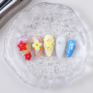 Presse sur les ongles faite à la main réutilisable de luxe personnalisé 10 pièces Amande 3d Fleur vente en gros de <span class=keywords><strong>faux</strong></span> ongles avec de la colle - Product Image 3