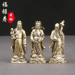 Pure Brass Fu Lu Shou San Xian Desktop Ornaments Fu Xing Shou Xing Lu Xing God Statues Crafts Wen Play Old Bronze Ware Wholesale