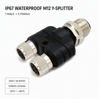ASBS IP67 M12 Connecteur de type Y en plastique étanche Distributeur circulaire Capteur Cuivre Mâle Femelle Répartiteur Simplifier le câblage d'alimentation
