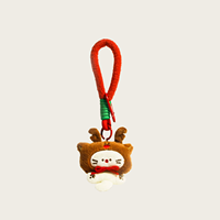 Porte-clés en peluche de Noël mignon et doux, cordon de poignet moelleux, pendentif figurine Père Noël, chat, bonhomme en pain d'épices, sapin de Noël, couronne, breloque de sac