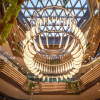 DUOMEIJU Lustre moderne de luxe pour hall d'hôtel et villa, avec escalier en spirale rotatif, corps en cristal, LED E14 doré, réglable