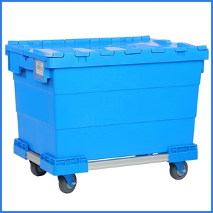 Recyclable and Foldable <strong>Nestable</strong> Moving <strong>Crate</strong> <strong>Plastic</strong> <strong>Attached</strong> <strong>Lid</strong> Container With Hinged <strong>Lid</strong> for Moving Company Tote Boxes - Product Image 2