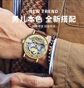 Reloj Mecánico de negocios para hombre, pulsera con esfera hueca 3D <span class=keywords><strong>GMT</strong></span>, movimiento de Tourbillon de doble horario, oro y rosa - Product Image 6