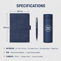 Ensemble cadeau de carnet en cuir PU A5 avec logo personnalisé, fermoir magnétique, stylo et tasse isotherme pour réunion d'affaires, souvenir d'entreprise
