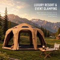 Tente dôme gonflable 5m en coton kaki, abri de luxe pour glamping et observation des étoiles, installation rapide, 4 saisons, imperméable 3000mm, camping extérieur
