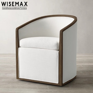 WISEMAX mobili classici mobili viventi contemporanea in legno di fumo di quercia tondeggiante sedia in tessuto a botte poltrona imbottita - Product Image 3
