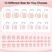 Faux ongles roses préfabriqués à presser, courts, carrés, base nude, pointe blanche, qualité salon, pour manucure, prêts à poser