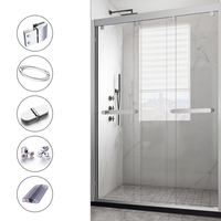 Porte de douche sans cadre en forme de L à 180 degrés, mur à verre, porte de douche pivotante, charnière de douche en alliage de zinc