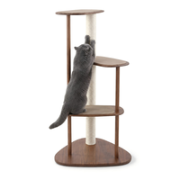 Arbre à chat en bois naturel pour chats d'intérieur avec plateformes multi-niveaux, poteau en corde de sisal, base épaisse, durable, pour la maison et les animaleries