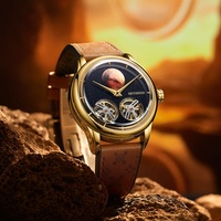 Montre mécanique tourbillon étanche avec bracelet en cuir et verre saphir, design squelette personnalisé, fabrication OEM pour hommes