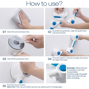 Ducha personalizada, <span class=keywords><strong>baño</strong></span>, manija montada en la pared, equilibrio, bloqueo de asistencia, <span class=keywords><strong>antideslizante</strong></span>, doble seguridad, ventosa de plástico, barra de agarre - Product Image 6