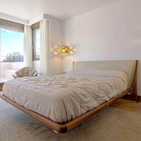 Lits en bois massif au design moderne, lits en bois minimalistes nordiques Wabi Sabi, lit double king queen, ensemble de meubles de chambre à coucher