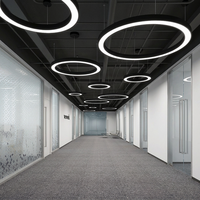 Lustre circulaire en fer pour projet hôtelier et villa, luminaire linéaire LED, suspension circulaire pour bureau et centre commercial