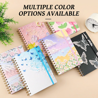 Carnet spirale A5 personnalisé avec texture 3D effet peinture à l'huile, style mignon et délicat, avec élastique, papier offset double 100 g/m²