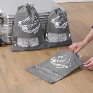 Sac de rangement pour chaussures de voyage pas cher, sac à chaussures anti-poussière à cordon, sac à chaussures réutilisable non tissé, organisateur de rangement, vente en gros - Product Image 5