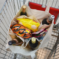 Sac fourre-tout en toile de coton réutilisable avec logo personnalisé avec poches intérieures