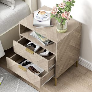 Table de chevet avec <span class=keywords><strong>2</strong></span> tiroirs et compartiment ouvert, armoire de chevet, petite commode pour chambre à coucher et salon - Product Image 2