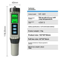Testeur de qualité de l'eau 8-en-1 MF-X81 (Chine) directement de l'usine, mesure la température, les TDS, l'EC, le pH, l'ORP, le chlore et la salinité