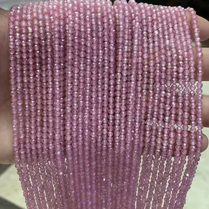 पत्थर मनका छेद ड्रिलिंग मशीन Faceted गुलाबी घन Zirconia 3mm ढीला रत्न मोती