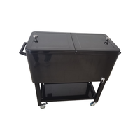 Coffre à glace extérieur détachable pour patio roulant en métal avec roues et étagère