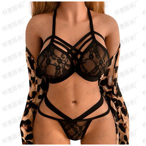 Conjunto de monos íntimos de encaje negro, sujetador Sexy, bragas, lencería para mujer, ropa de noche, más de 18 videos, chica sexy caliente - Product Image 6