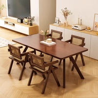 Ensemble de table et de chaises de salle à manger en bois massif moderne, mobilier de salle à manger minimaliste nordique