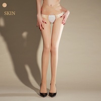 Collants 8D transparents brillants collants sans entrejambe de grande taille collants sexy à fond gras collants tricotés à motif solide chaussettes ammoniacales nues