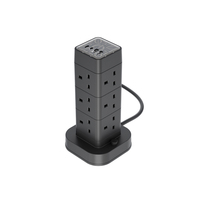 Multiprise de bureau standard britannique 13A 250V noire avec ports USB, multiprise multifonction sous le bureau