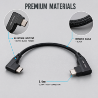 Câble USB 3.2 Type C Justlink 20 Gbps 100 W Charge Rapide Angle Droit 90 Degrés 4K 60 Hz en Alliage d'Aluminium Tressé pour Ordinateur Portable et Téléphone