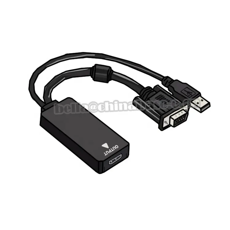 Konverter Adaptor VGA Ke HDMI 1080P, dengan Kabel USB Power Audio HDTV untuk Komputer Desktop Laptop